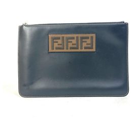 Pochette en cuir noir Fendi 7N0078 Noir