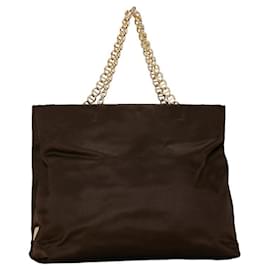 Prada-Borsa a spalla Prada Triangle Plate Chain Tote-Marrone