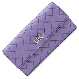 Dolce & Gabbana Purple Leather Bi-fold Long Wallet Purple