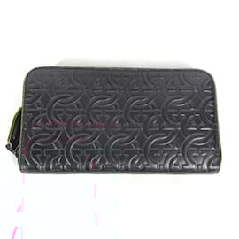 Salvatore Ferragamo-Salvatore Ferragamo Black Leather Long Wallet-Black