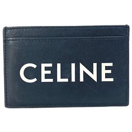 Céline Celine Black Leather Card Case Black