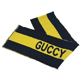 Gucci-Xale de lã preta Gucci com franjas-Preto