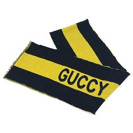 Schwarzer Wollschal von Gucci mit Fransen Schwarz