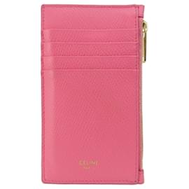 Céline-Celine Pink Leather Business Card Case-Pink