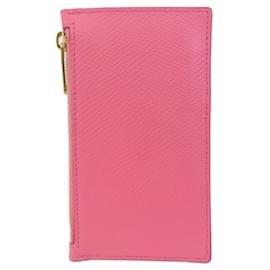 Céline-Celine Pink Leather Business Card Case-Pink