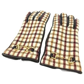 Luvas xadrez marrons Gucci Marrom