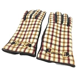 Gucci-Gucci Brown Check Gloves-Brown