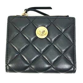 Versace Black Leather Bi-Fold Wallet Black