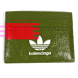 Balenciaga-Porta-cartões de couro vermelho Balenciaga-Vermelho