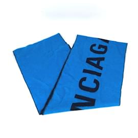 Balenciaga-Cachecol bicolor Balenciaga em azul e preto-Azul