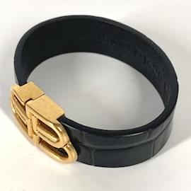 Balenciaga-Bracciale rigido nero e oro Balenciaga 656827-Nero