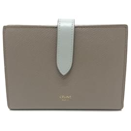 Céline-Portafoglio bi-fold in pelle grigia Celine-Marrone