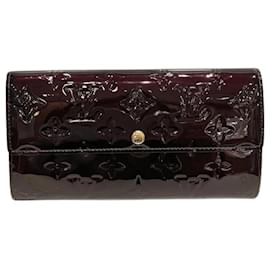 Louis Vuitton-Louis Vuitton Monogram Vernis Portefeuille Sarah Long Wallet-Brown,Other,Dark red