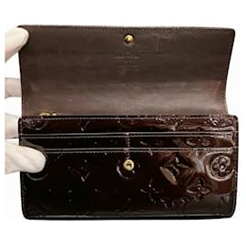 Louis Vuitton-Louis Vuitton Monogram Vernis Portefeuille Sarah Long Wallet-Brown,Other,Dark red