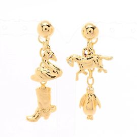 Marni Gold Plated Multi-Charm Stud Earrings Golden