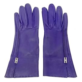 Hermès-Hermes Purple Leather Gloves-Purple