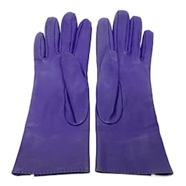 Hermès-Hermes Purple Leather Gloves-Purple