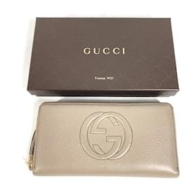 Gucci-Portafoglio lungo in pelle beige Gucci-Beige