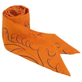 Hermès-Foulard Twilly Hermès in seta arancione-Arancione