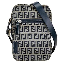 Fendi-Borsa a Spalla Fendi Zucchino-Marrone,Blu navy