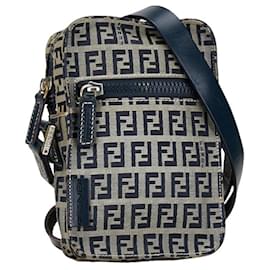 Fendi-Borsa a Spalla Fendi Zucchino-Marrone,Blu navy