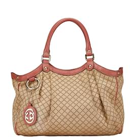 Gucci-Borsa a mano Gucci GG Canvas Sukey-Marrone,Rosa