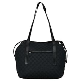 Gucci-Borsa a mano Gucci GG Canvas-Nero,Blu navy