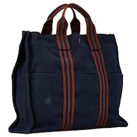 Hermès-Borsa Hermes Foult Tote MM-Marrone,Blu navy