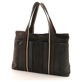 Hermès-Hermes Troca Horizontal MM Leather Canvas Shoulder Bag-Black
