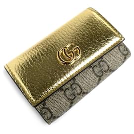 Gucci-Portachiavi metallico Double G di Gucci-Beige,D'oro