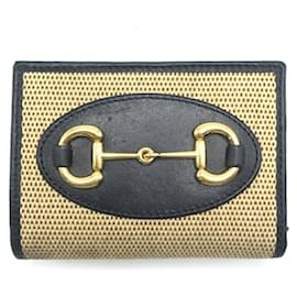 Gucci-Portafoglio compatto Horsebit Gucci-Blu navy