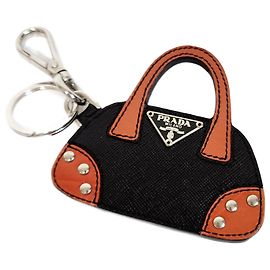 Porte-clés Motif Sac Prada Noir Orange