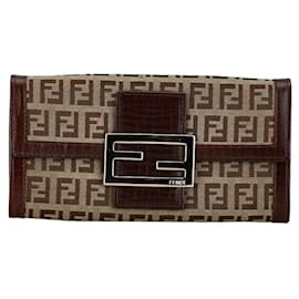 Fendi-Fendi Zucca Long Wallet-Brown