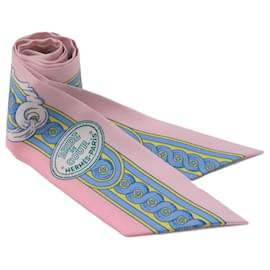 Hermès-Foulard in seta Twilly Hermes-Rosa,Blu