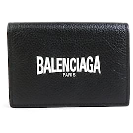 Balenciaga-Portafoglio Tri-fold Balenciaga in pelle nera-Nero