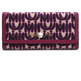 Miu Miu-Portafoglio lungo pieghevole Miu Miu Madras-Nero,Rosa,Beige