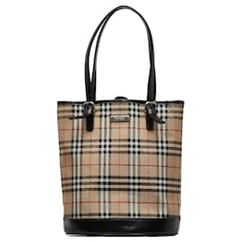 Burberry-Borsa Tote Burberry Nova Check-Nero,Beige