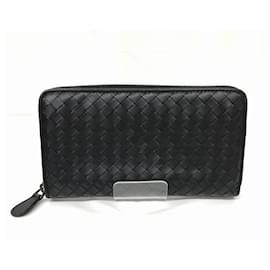 Bottega Veneta-Portafoglio bifold in pelle nera Bottega Veneta-Nero