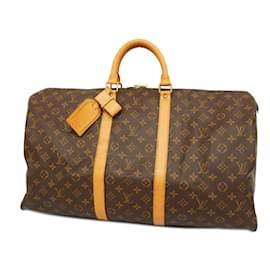 Louis Vuitton-Borsa Boston Keepall 55 Monogram Louis Vuitton-Marrone,Monogramma