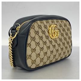 Gucci-Borsa a spalla Marmont in tela GG di Gucci-Nero,Beige