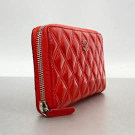 Chanel-Portafoglio Lungo Chanel in Pelle Laccata Rossa-Rosso