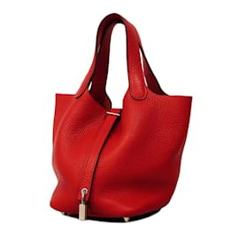 Hermès-Sac à main Hermes Picotin Lock PM-Rouge