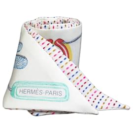 Hermès-Sciarpa in seta multicolore Hermes-Bianco,Multicolore