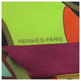 Hermès-Foulard Twilly in seta Hermes-Nero,Verde,Giallo