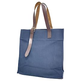 Hermès-Borsa tote in tela Etriviere di Hermès-Marrone,Blu navy