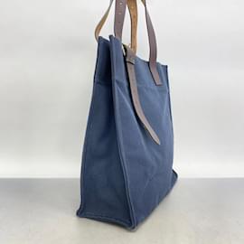 Hermès-Borsa tote in tela Etriviere di Hermès-Marrone,Blu navy