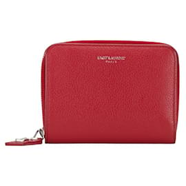 Saint Laurent-Portafoglio bi-fold in pelle rossa Saint Laurent-Rosso