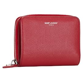 Saint Laurent-Portafoglio bi-fold in pelle rossa Saint Laurent-Rosso