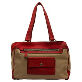 Prada-Borsa a mano Prada beige e rossa-Rosso,Beige