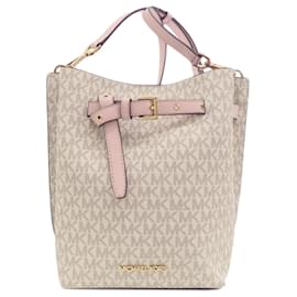 Michael Kors-Michael Kors Emilia MK Signature Shoulder Bag-White